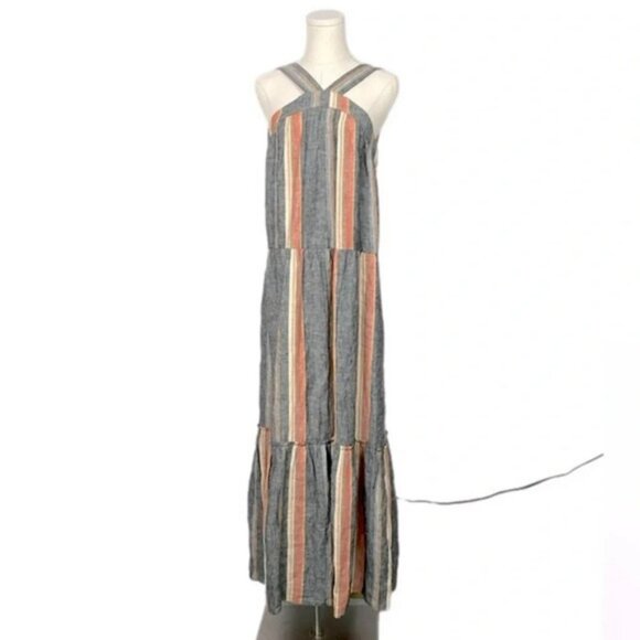 Joie Rosabel Halter 100% Linen Tiered Maxi Dress size medium - Picture 2 of 16
